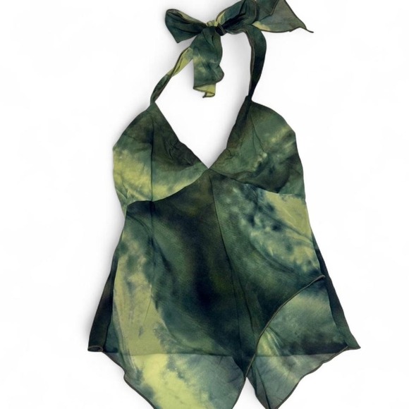 Dark Fairycore Whimsy Goth Halter Top — Sheer Tie-Dye, Y2K Edge - Picture 3 of 5